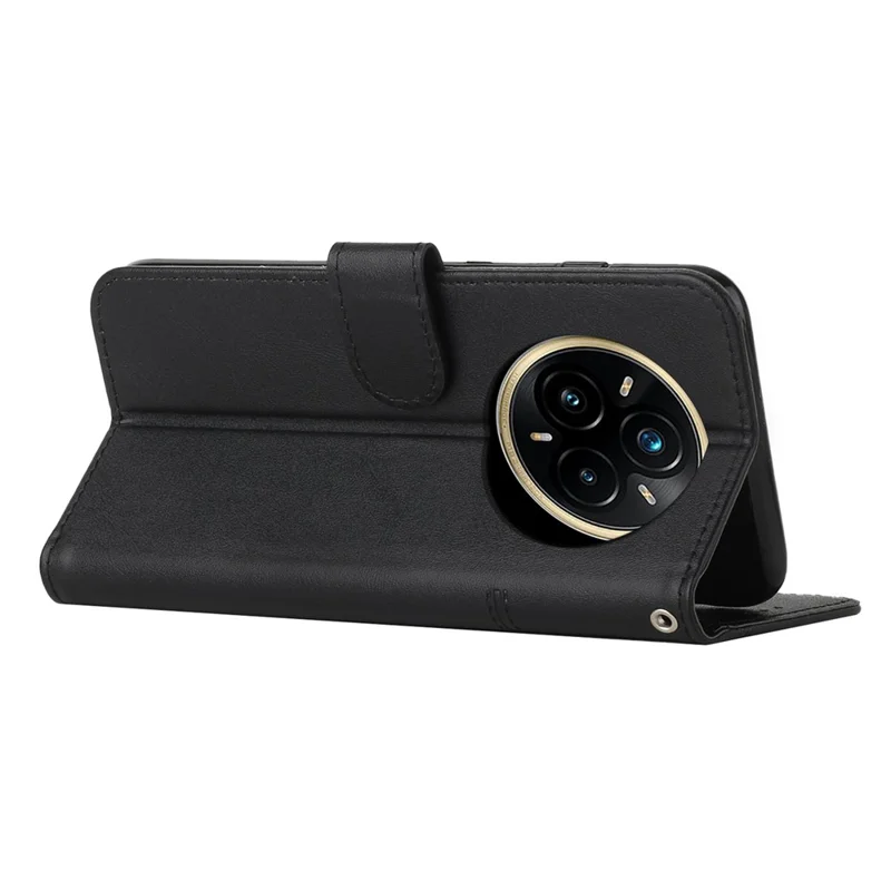 For Realme 14 Pro+ 5G Case Leather Stand Protective Phone Cover - Black