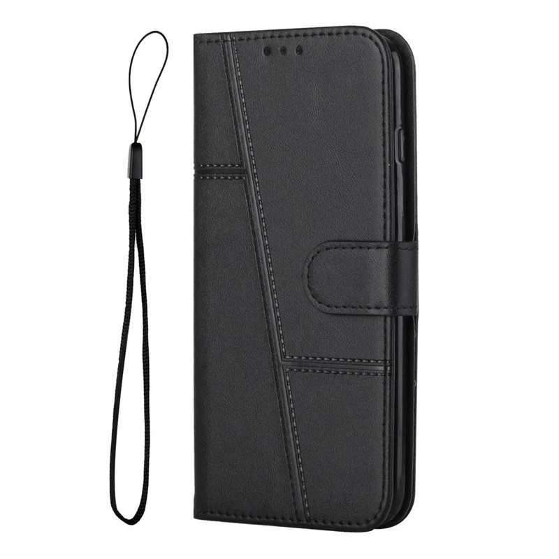 For Realme 14 Pro+ 5G Case Leather Stand Protective Phone Cover - Black