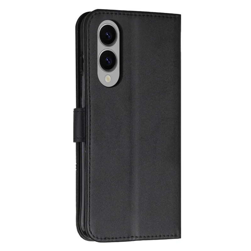 Zwart lederen standaard beschermhoes voor Samsung Galaxy S25 Edge - Portemonnee hoes met kaartslots