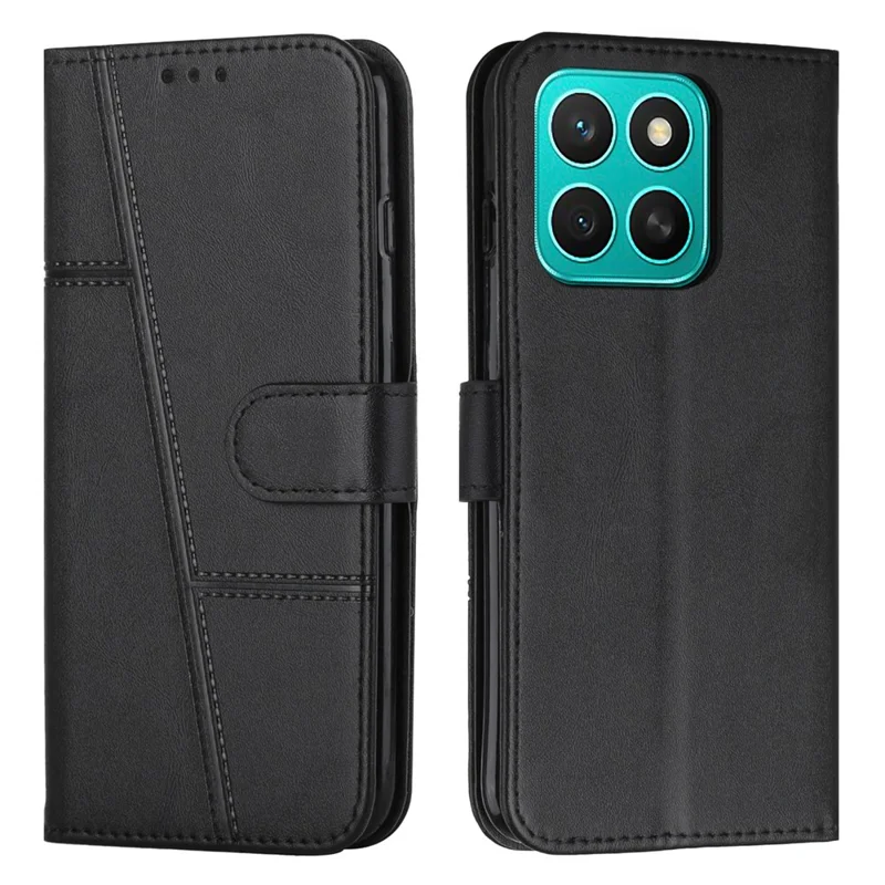 Capa de Couro For Honor X8c 4G com Suporte Proteção para Celular - Preto
