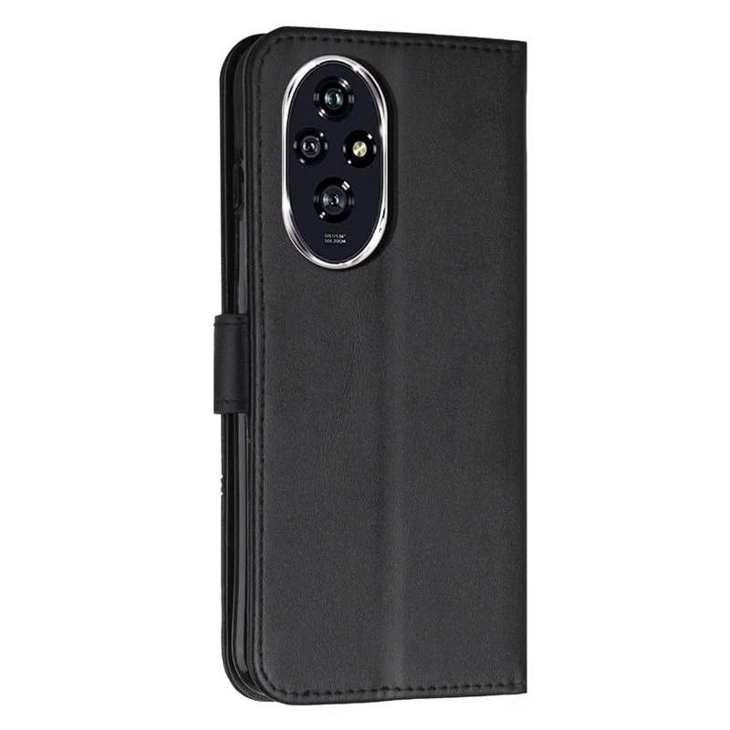 Capa de Couro Protetora com Suporte para Celular For Honor 200 Pro 5G - Preta