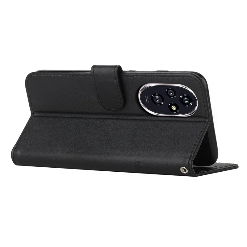 Capa de Couro Protetora com Suporte para Celular For Honor 200 Pro 5G - Preta