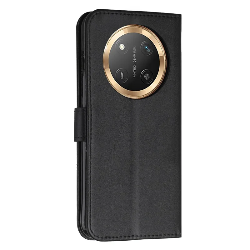 For Honor Magic7 Lite 5G / X9c 5G / X60 Pro 5G Case Leather Stand Protective Phone Cover - Black