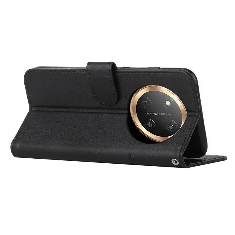 For Honor Magic7 Lite 5G / X9c 5G / X60 Pro 5G Case Leather Stand Protective Phone Cover - Black