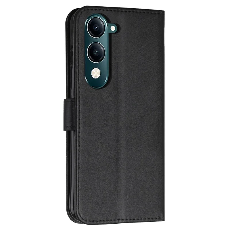 For vivo Y29s 5G  /  Y04 4G Case Leather Stand Protective Phone Cover - Black