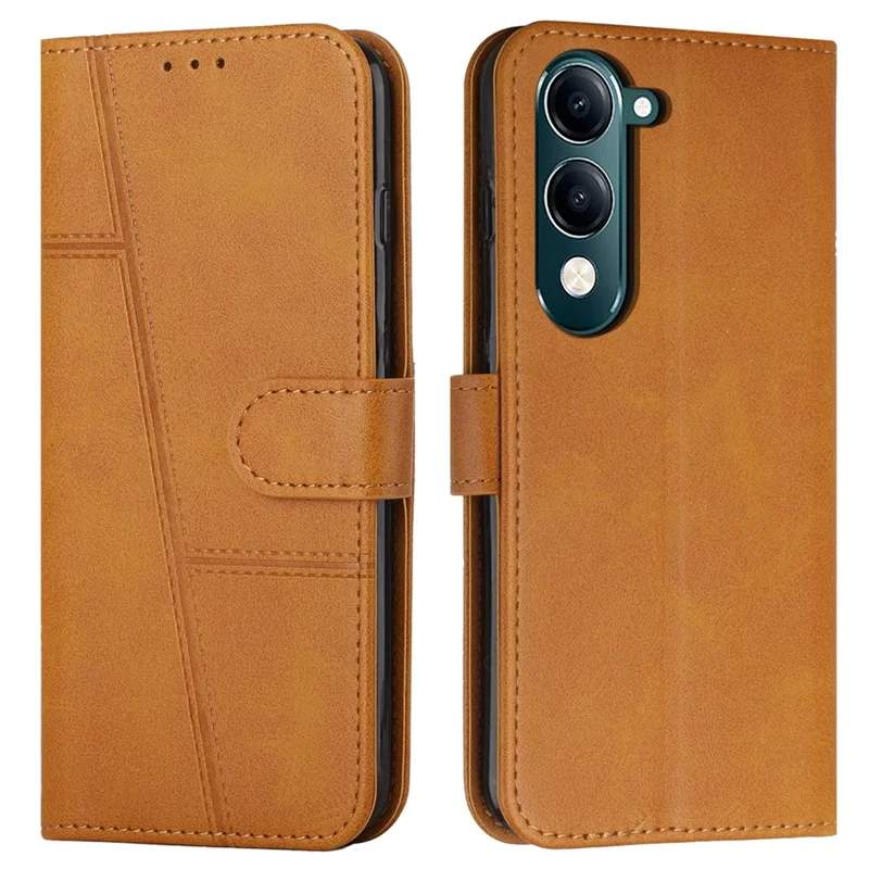 For vivo Y29s 5G  /  Y04 4G Case Leather Stand Protective Phone Cover - Yellow