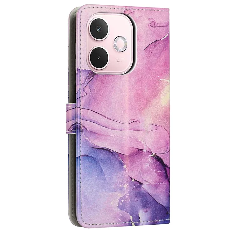 Для Oppo A5 Pro 5G Чехол-подставка Мраморный узор PU Кожаный Бумажник Чехол для телефона - Фиолетовый