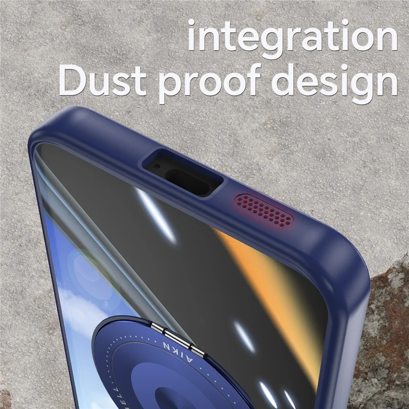 For Samsung Galaxy S25+ Magnetic Case PC + TPU Phone Cover with Rotating Metal Kickstand, Lens Protector - Blue