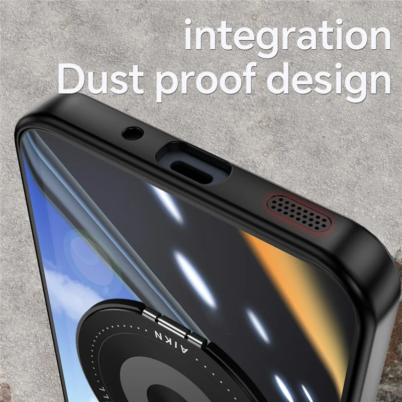 For Samsung Galaxy A16 4G / 5G Magnetic Case PC + TPU Phone Cover with Rotating Metal Kickstand, Lens Protector - Black