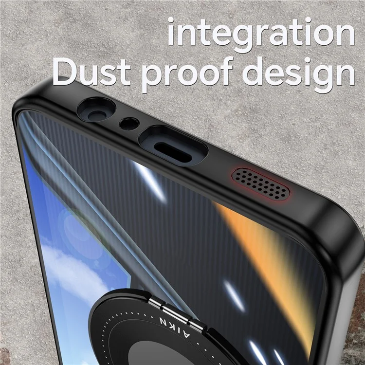 Para Samsung Galaxy A06 4G Capa Magnética Caso PC + TPU Capa de Telefone com Suporte Metálico Rotativo, Protetor de Lente - Preto