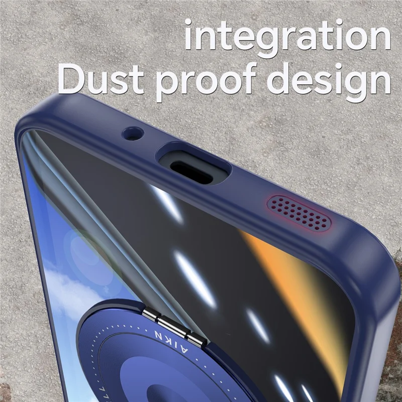For Samsung Galaxy A26 5G Magnetic Case PC + TPU Phone Cover with Rotating Metal Kickstand, Lens Protector - Blue