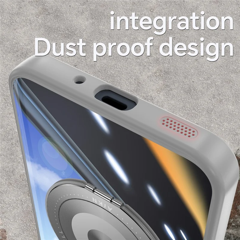 For Samsung Galaxy A26 5G Magnetic Case PC + TPU Phone Cover with Rotating Metal Kickstand, Lens Protector - Titanium Grey