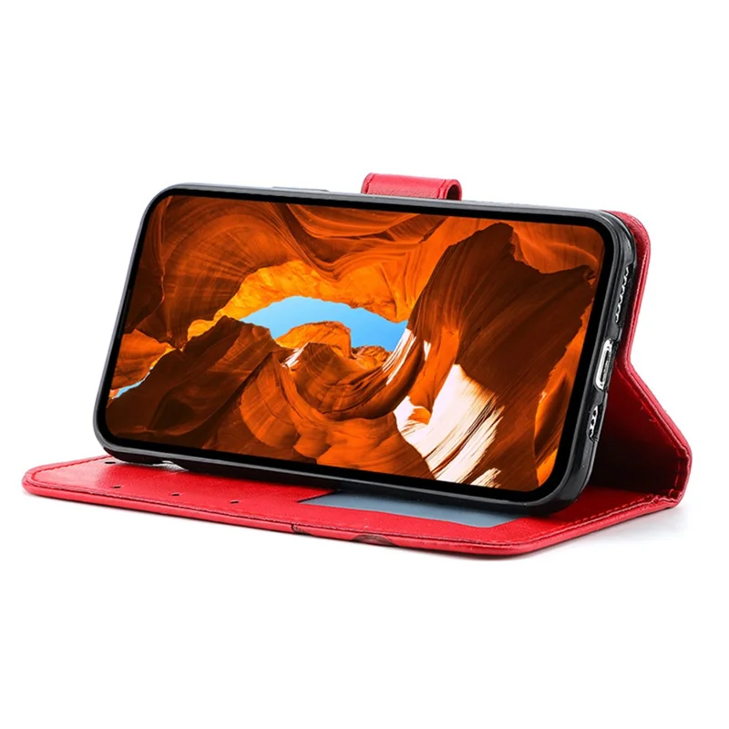 For Google Pixel 8 Pro Case Wallet Stand Imprinted Rose Butterfly PU Leather Phone Cover - Red