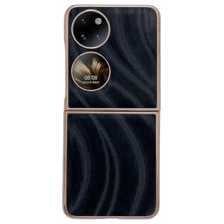 For Huawei P50 Pocket / Pocket S Milky Way Series Nano Electroplating Folding Phone Case Drop-proof PU Leather Coated Hard PC Cover - Black