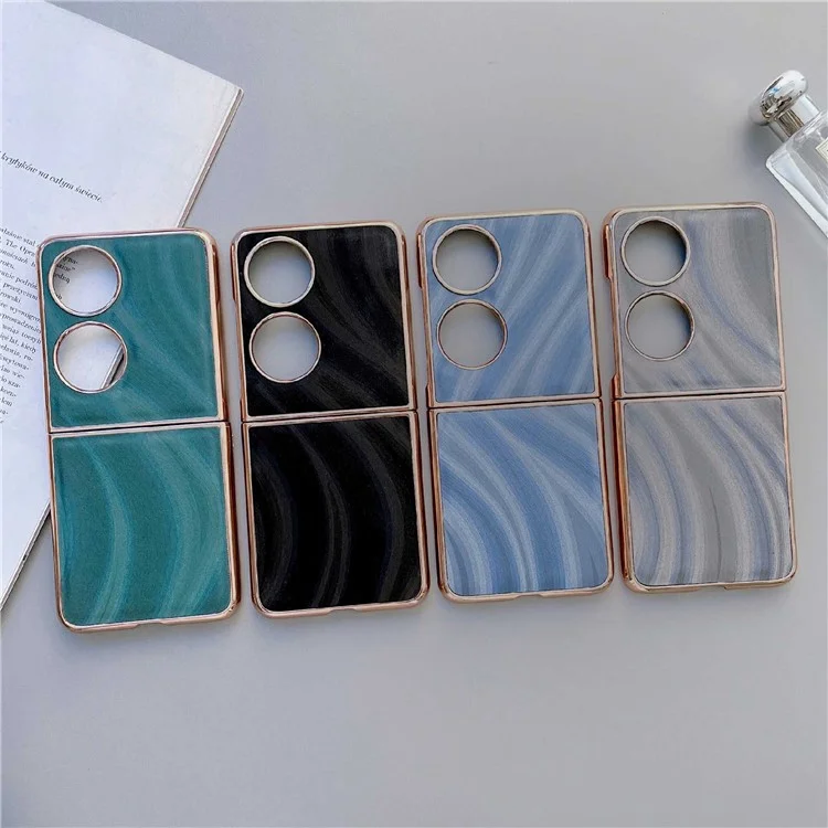 For Huawei P50 Pocket / Pocket S Milky Way Series Nano Electroplating Folding Phone Case Drop-proof PU Leather Coated Hard PC Cover - Black