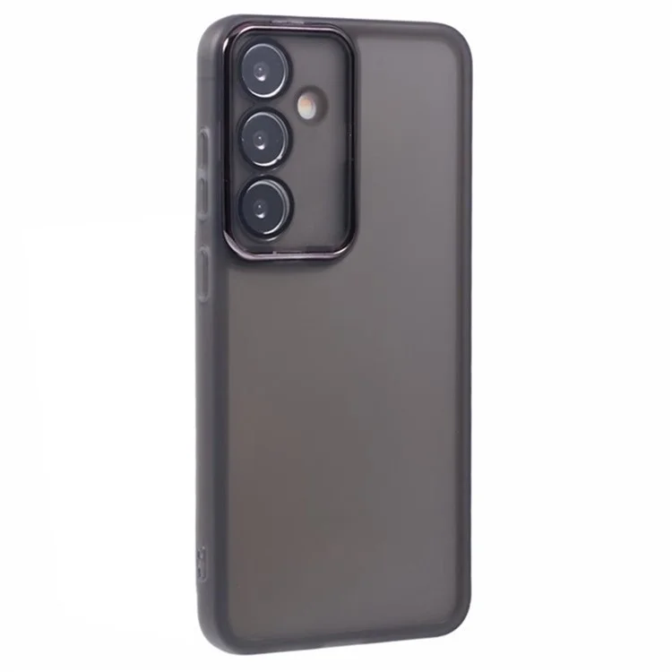 WANLONFENG DKSM2 Serie für Samsung Galaxy S24 Hülle TPU Klare Handyhülle mit 2 Stück Displayschutzfolie / Elektroplattierter Linsenrahmen - Transparent Schwarz