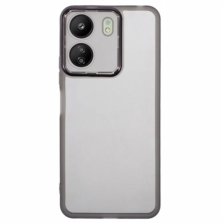 WANLONFENG DKSM2 Serie Handyhülle für Xiaomi Redmi 13C 4G TPU Transparente Schutzhülle mit 2 Displayschutzfolien / Elektrolytisch beschichteter Kamerarahmen - Transparent Schwarz