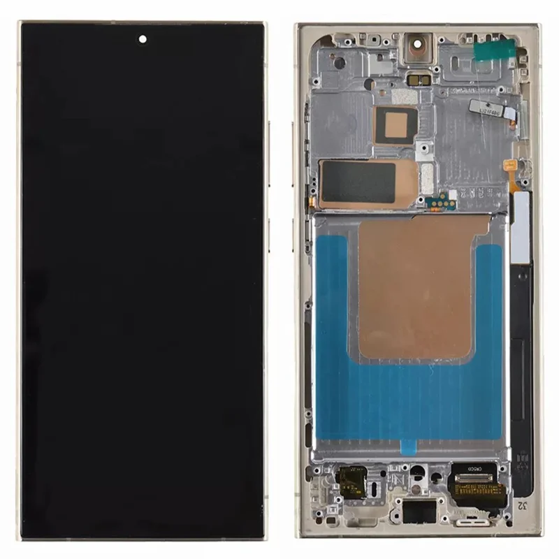 For Samsung Galaxy S24 Ultra S928B (EU Version) OEM Grade S AMOLED Screen and Digitizer Assembly + Frame (Without Logo) - Gold
