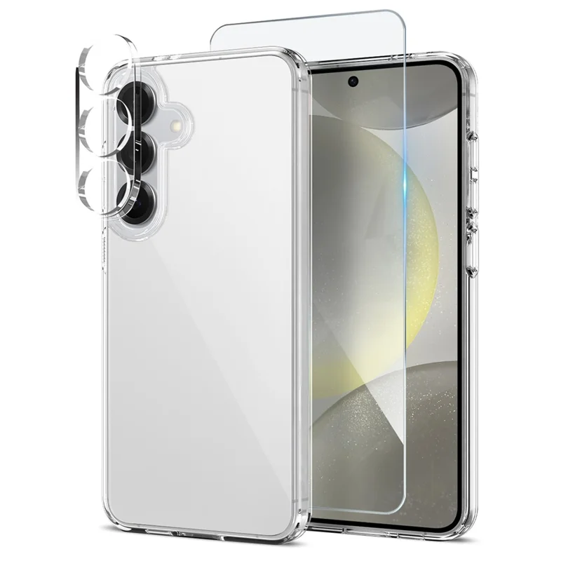 NORTHJO Pour étui Samsung Galaxy S24+ Coque PC + TPU avec Protecteur d'écran Avant + Film de Lentille - Transparent