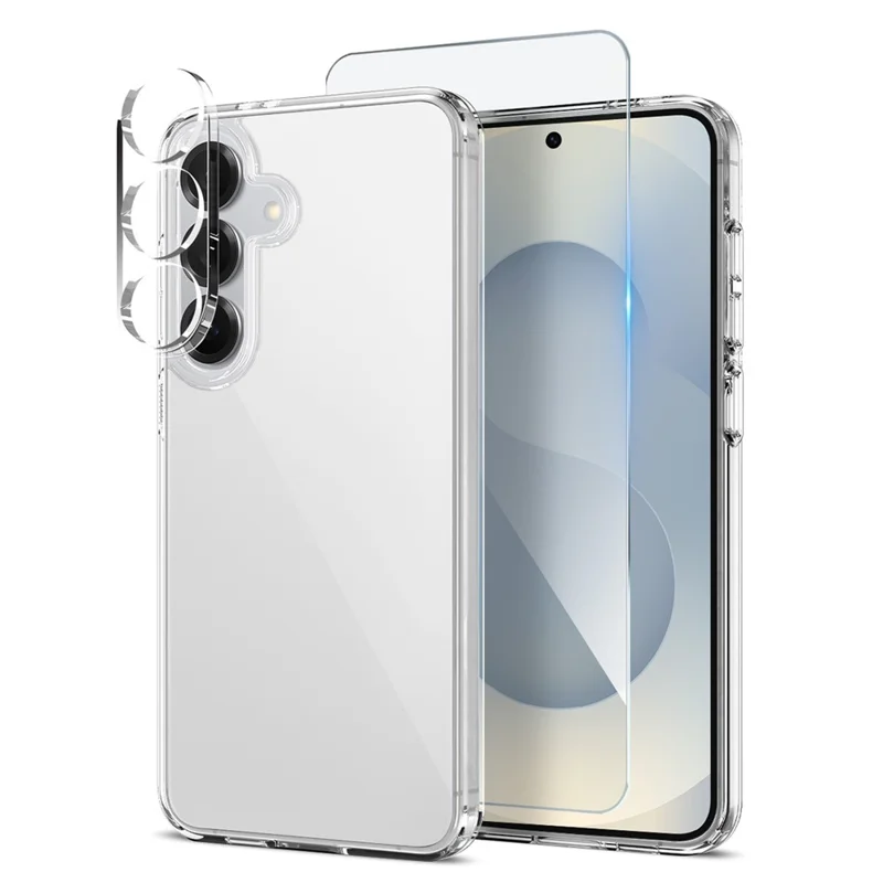 NORTHJO For Samsung Galaxy S25 Case PC + TPU Phone Cover Set with Front Screen Protector + Lens Film - Transparent