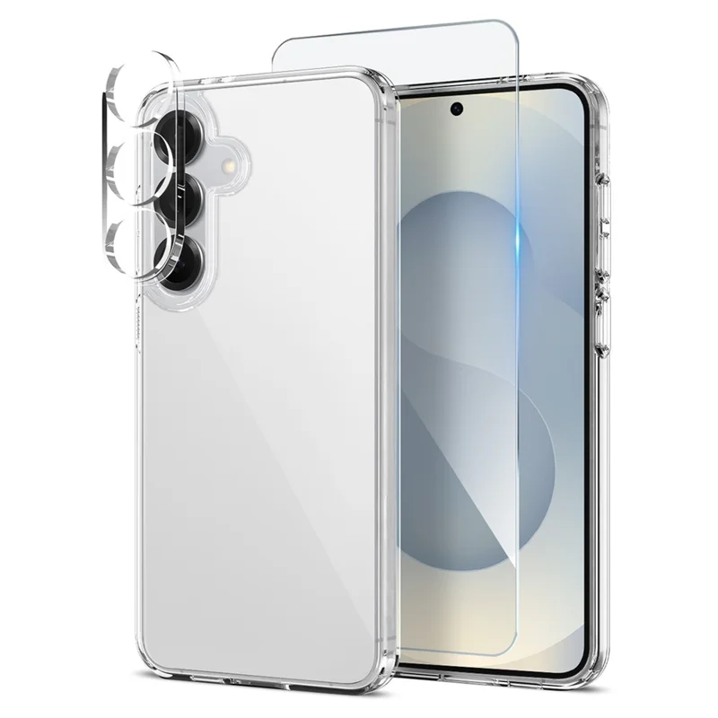 NORTHJO For Samsung Galaxy S25+ Case PC + TPU Phone Cover Set with Front Screen Protector + Lens Film - Transparent