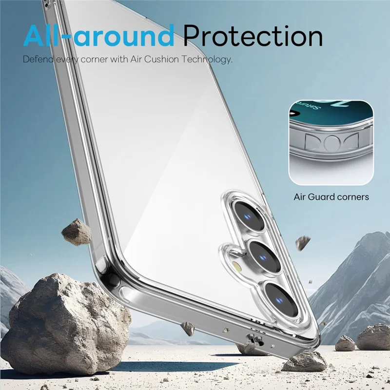 NORTHJO For Samsung Galaxy S25+ Case PC + TPU Phone Cover Set with Front Screen Protector + Lens Film - Transparent