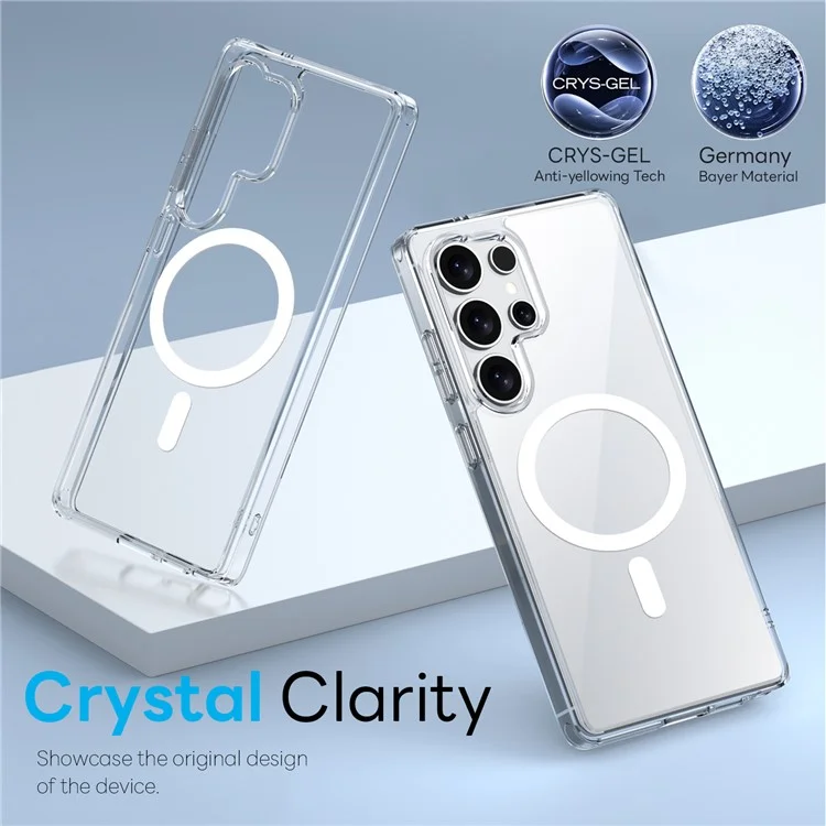 NORTHJO per Samsung Galaxy S25 Ultra Cover Magnetico PC + TPU con Pellicola in Vetro Temperato (Supporto Sblocco Impronta Digitale) - Trasparente