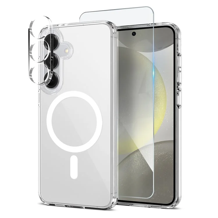 NORTHJO pour Samsung Galaxy S24+ Étui Magnétique PC + TPU avec Protecteur d'Écran Avant + Film de Lentille - Transparent