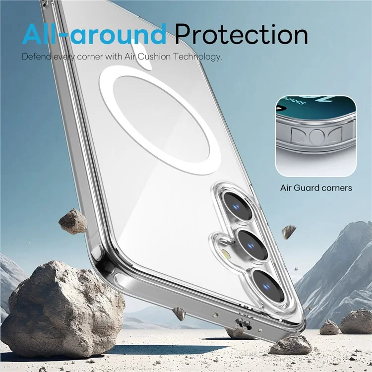 NORTHJO pour Samsung Galaxy S24+ Étui Magnétique PC + TPU avec Protecteur d'Écran Avant + Film de Lentille - Transparent