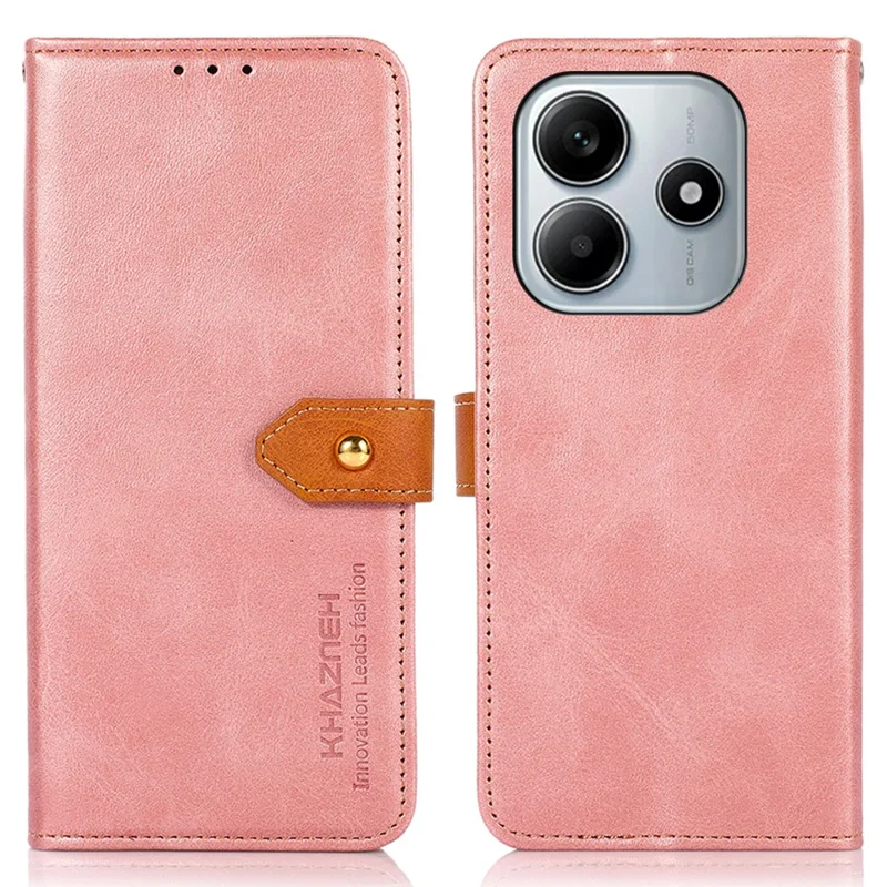 KHAZNEH Für Xiaomi Redmi Note 14 4G (164,84x78,15x8,16mm) Brieftasche Handyhülle Ständer Leder Flip Cover - Roségold