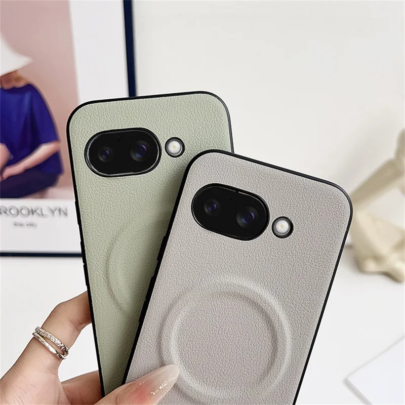For Google Pixel 9a Magnetic Case PU + TPU Phone Back Cover - Blackish Green