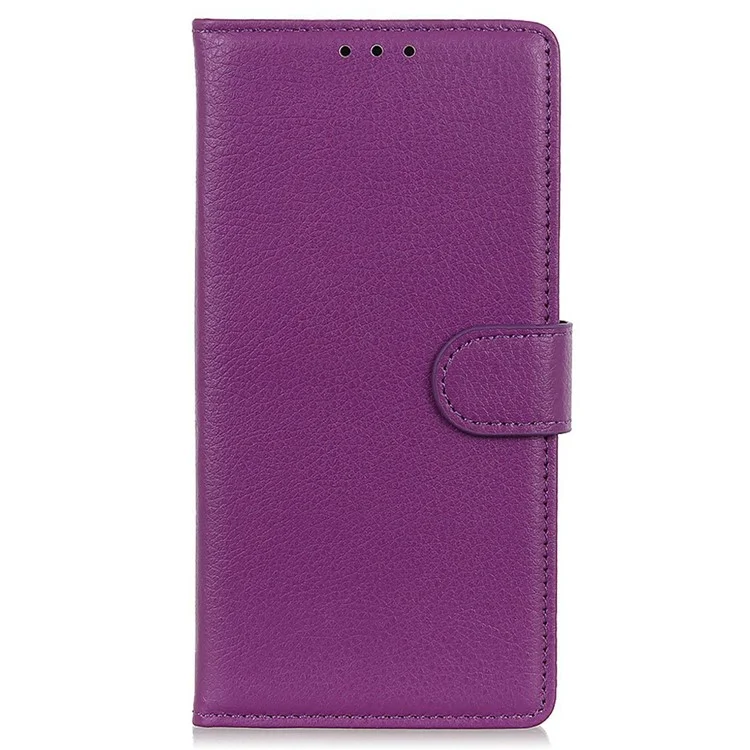 For Motorola Moto E22 4G / E22i 4G Litchi Texture PU Leather Stand Case Drop-proof Protection Wallet Phone Cover - Purple