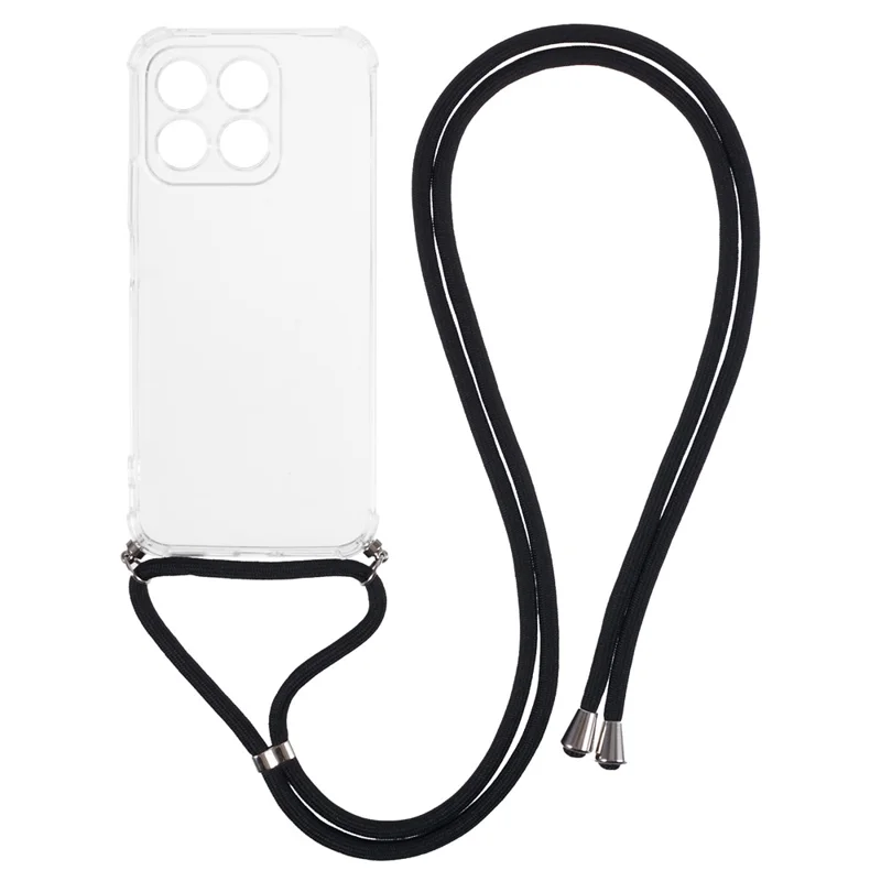 For Honor X8c 4G Case Reinforced Corner TPU Clear Phone Cover with Lanyard