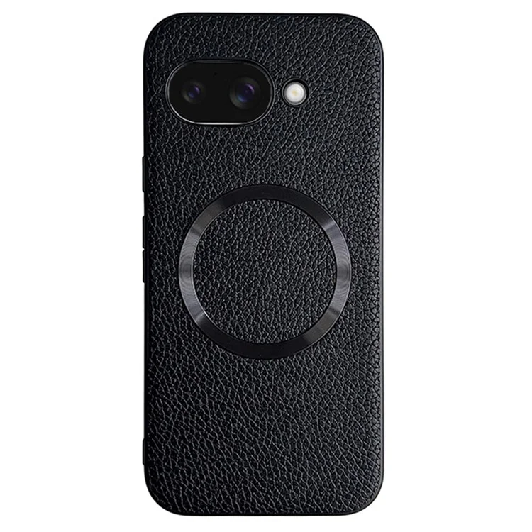 Funda para Google Pixel 9a Compatible con MagSafe de Cuero PU + Carcasa Trasera de TPU - Negro
