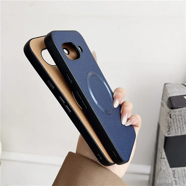 Funda para Google Pixel 9a Compatible con MagSafe de Cuero PU + Carcasa Trasera de TPU - Negro