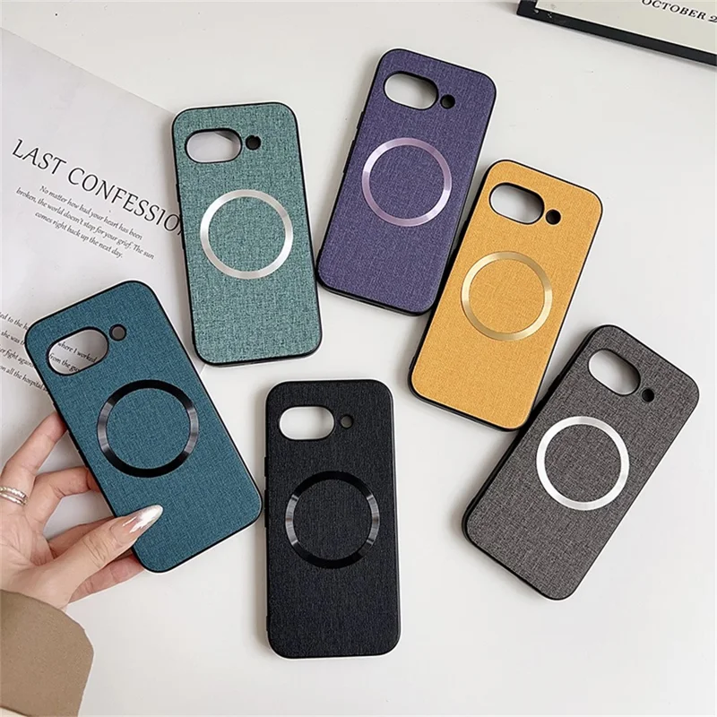 For Google Pixel 9a Magnetic Case Drop-Proof TPU + Cloth Back Phone Cover - Green