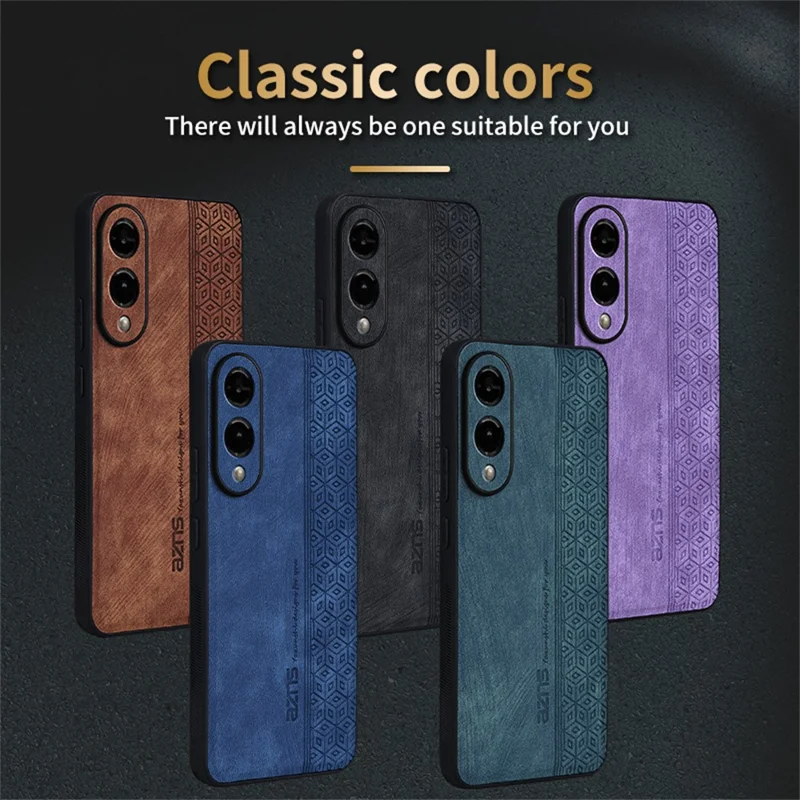 AZNS For Samsung Galaxy S25 Edge Case Protective PU Leather Covered TPU Phone Shell - Purple