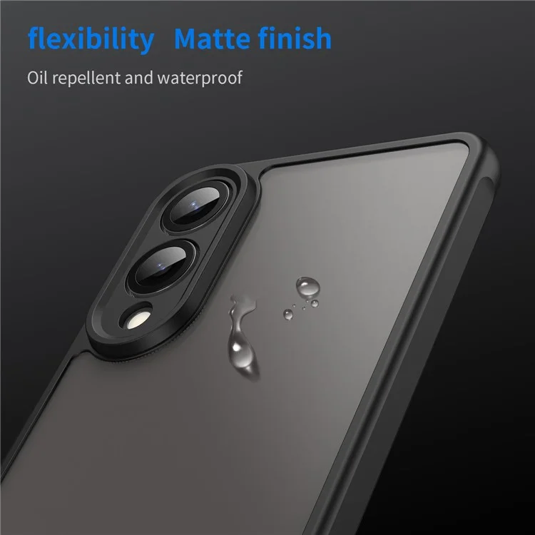For Samsung Galaxy S25 Edge  /  S25 Slim Case Drop Proof Airbags Frosted Translucent PC + TPU Phone Back Cover - Black