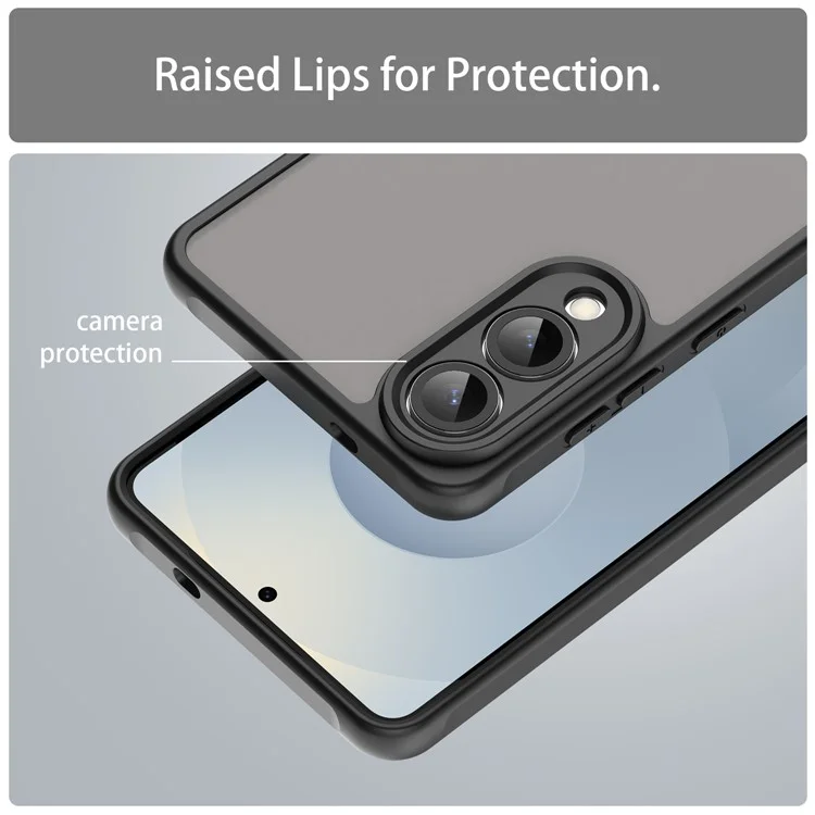 For Samsung Galaxy S25 Edge  /  S25 Slim Case Drop Proof Airbags Frosted Translucent PC + TPU Phone Back Cover - Black