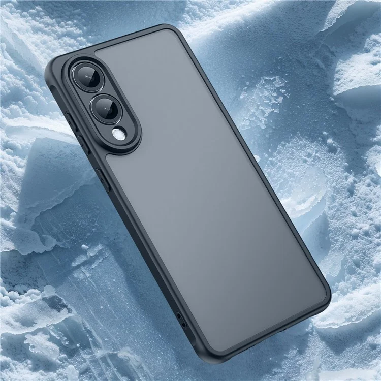 For Samsung Galaxy S25 Edge  /  S25 Slim Case Drop Proof Airbags Frosted Translucent PC + TPU Phone Back Cover - Black