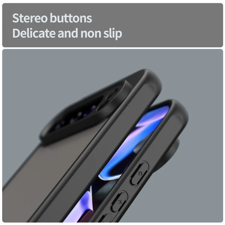 For Google Pixel 9 Pro XL Case Drop Proof Airbags Frosted Translucent PC + TPU Phone Back Cover - Black