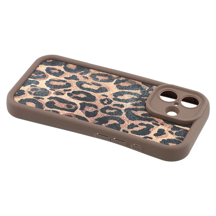 For iPhone 16 Case Leopard Print TPU Precise Cutout Phone Cover - Brown