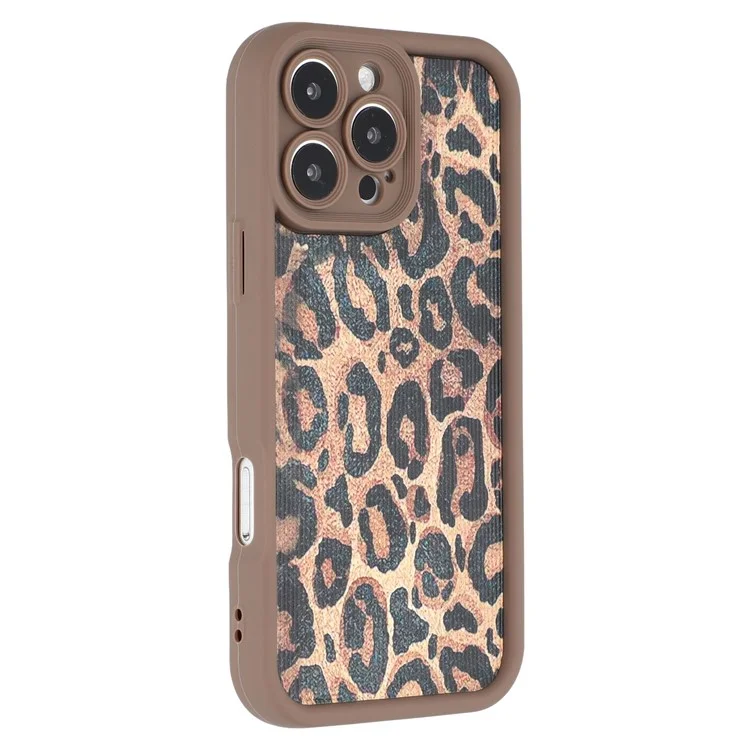 For iPhone 16 Pro Case Leopard Print TPU Precise Cutout Phone Cover - Brown