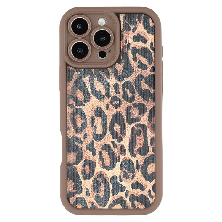 For iPhone 16 Pro Case Leopard Print TPU Precise Cutout Phone Cover - Brown
