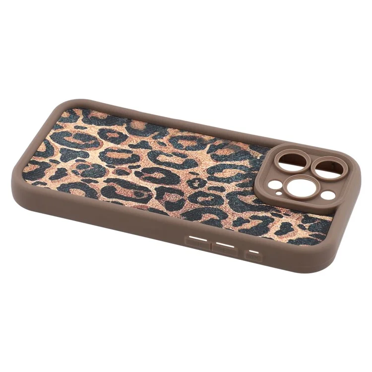 For iPhone 16 Pro Case Leopard Print TPU Precise Cutout Phone Cover - Brown