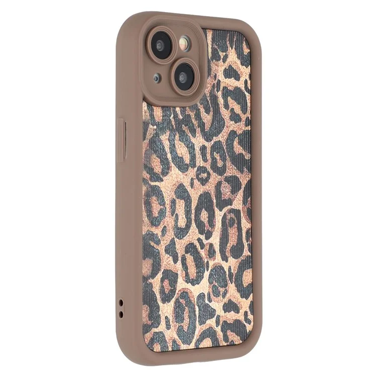 For iPhone 15 Case Leopard Print TPU Precise Cutout Phone Cover - Brown