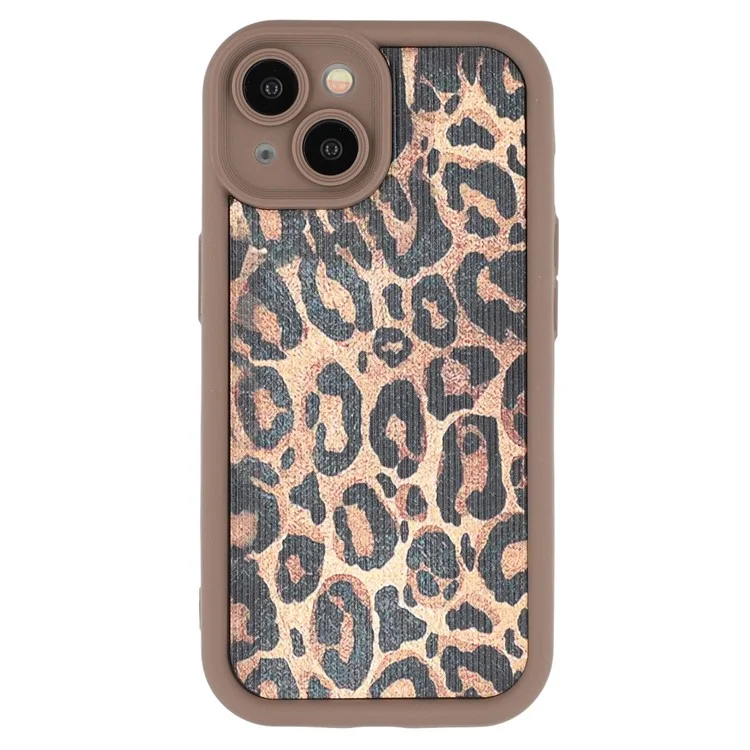 For iPhone 15 Case Leopard Print TPU Precise Cutout Phone Cover - Brown