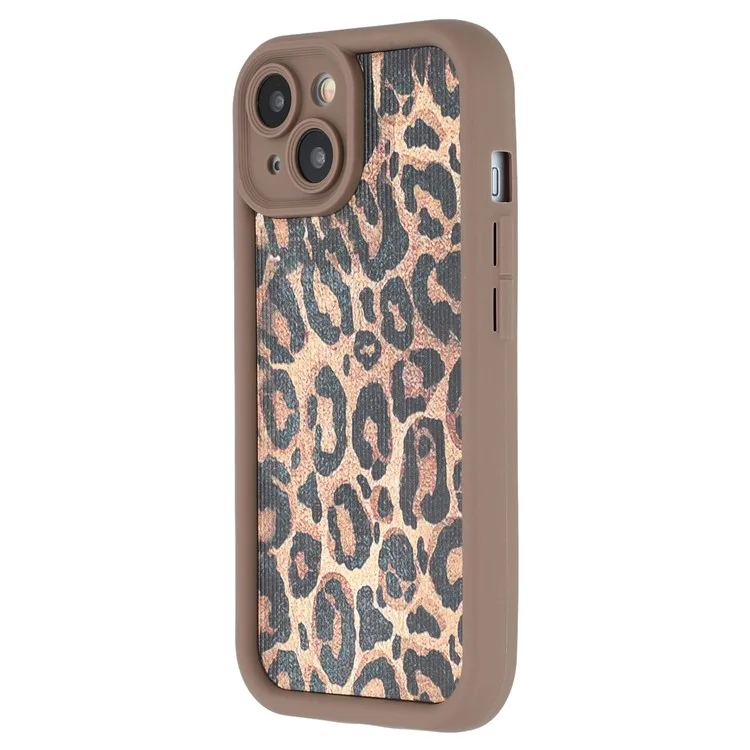 For iPhone 15 Case Leopard Print TPU Precise Cutout Phone Cover - Brown
