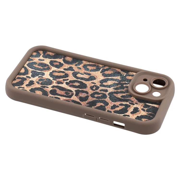 For iPhone 15 Case Leopard Print TPU Precise Cutout Phone Cover - Brown