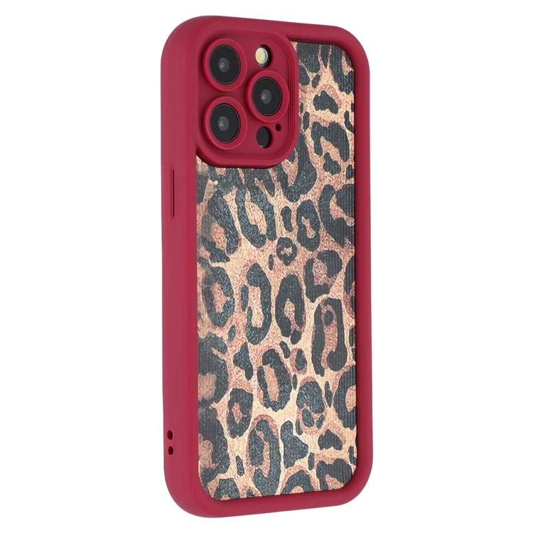For iPhone 15 Pro Case Leopard Print TPU Precise Cutout Phone Cover - Red
